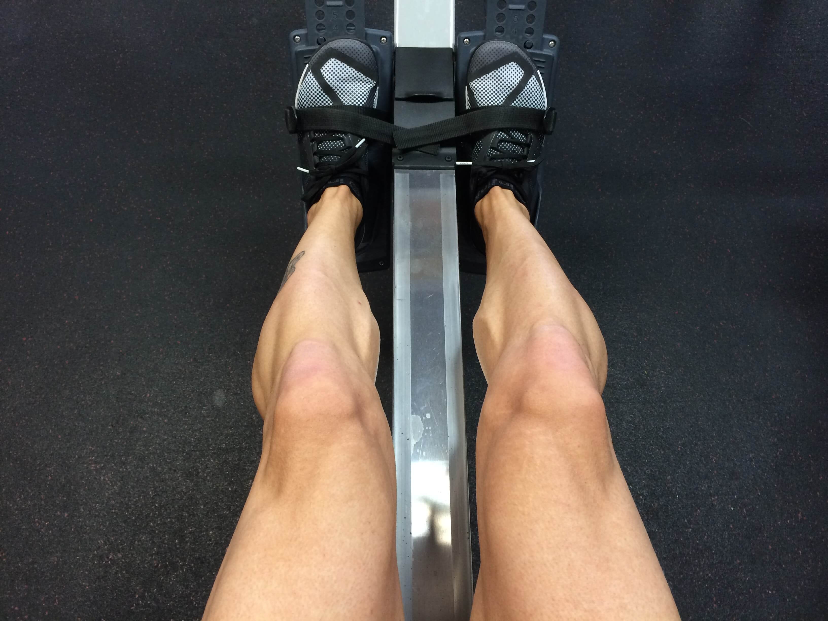 legs on rowing machine
